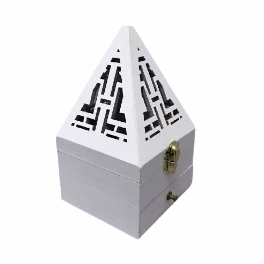 B130 PYRAMID WHITE WOODEN BURNER