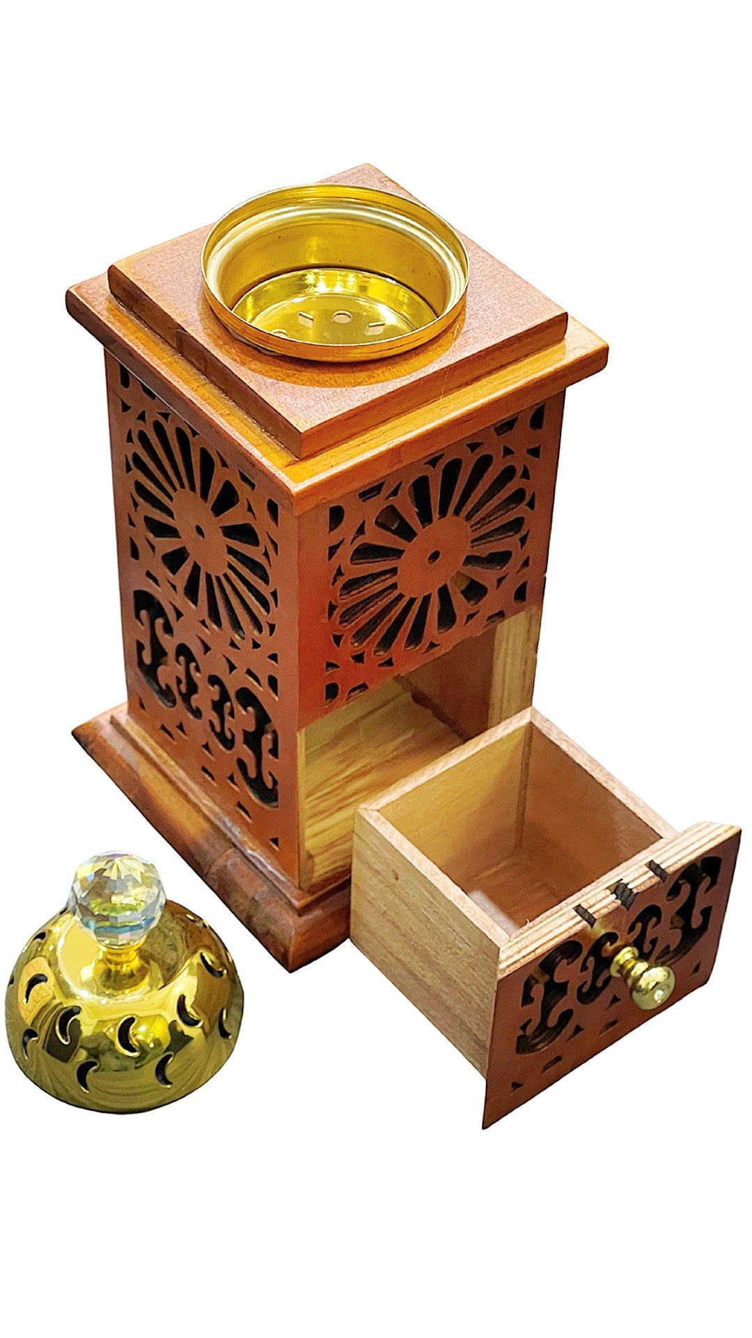 B127 SQUARE WOOD BROWN BURNER WITH DRAWER