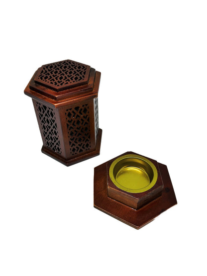 B123 HEXAGON TALL WOODEN BURNER