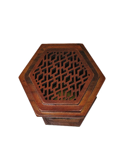 B123 HEXAGON TALL WOODEN BURNER