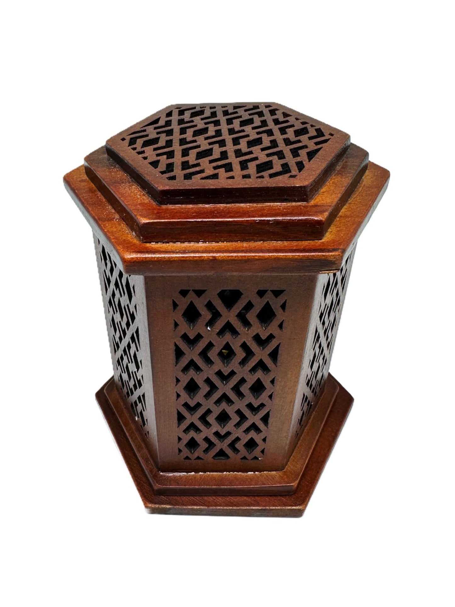 B123 HEXAGON TALL WOODEN BURNER