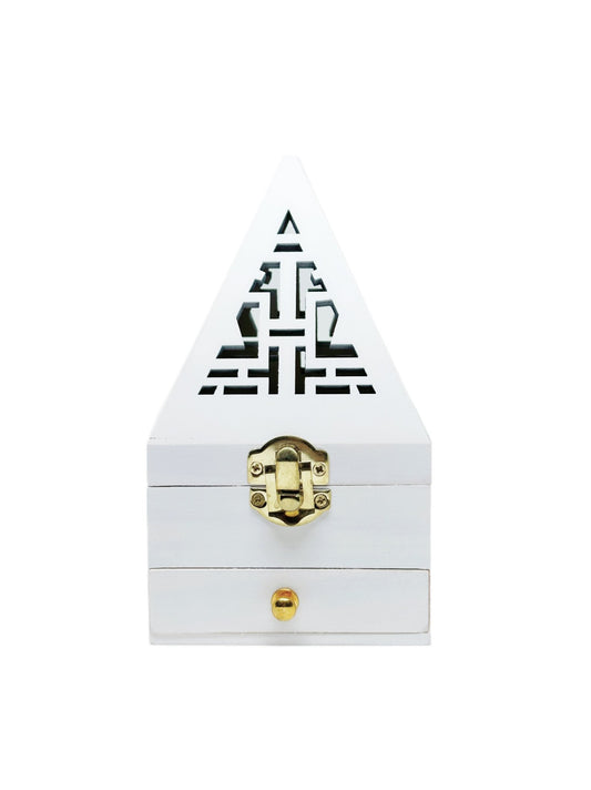 B130 PYRAMID WHITE WOODEN BURNER