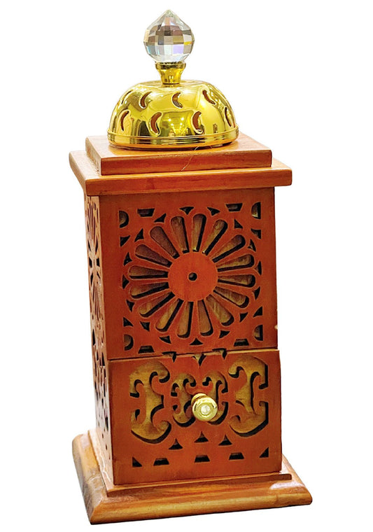 B127 SQUARE WOOD BROWN BURNER WITH DRAWER