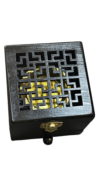 B126 SQUARE WOOD BLACK BURNER WITH DRAWER